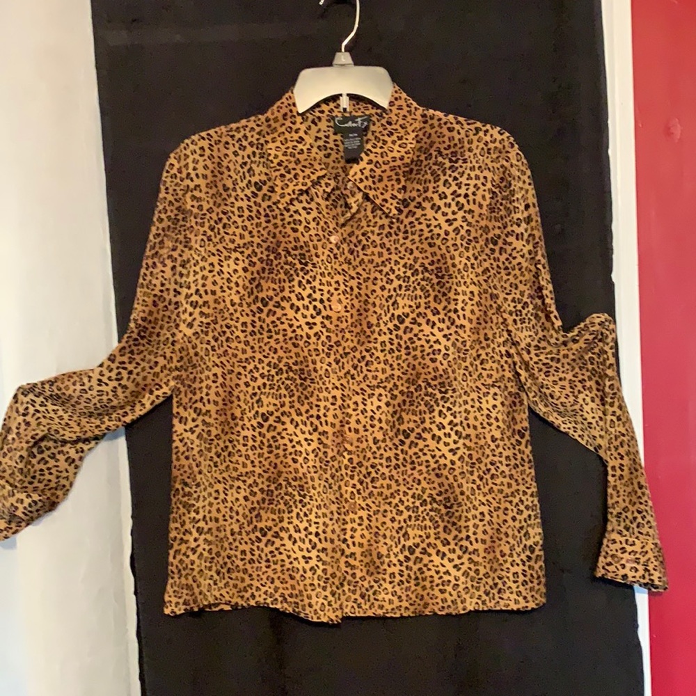 Women’s leapard print silk blouse